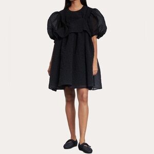 CECILIE BAHNSEN ULTIMA DRESS WINTERMERE MATELASSÉ BLACK